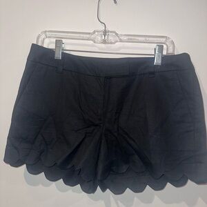J. Crew Black High Waist Linen Scalloped Shorts